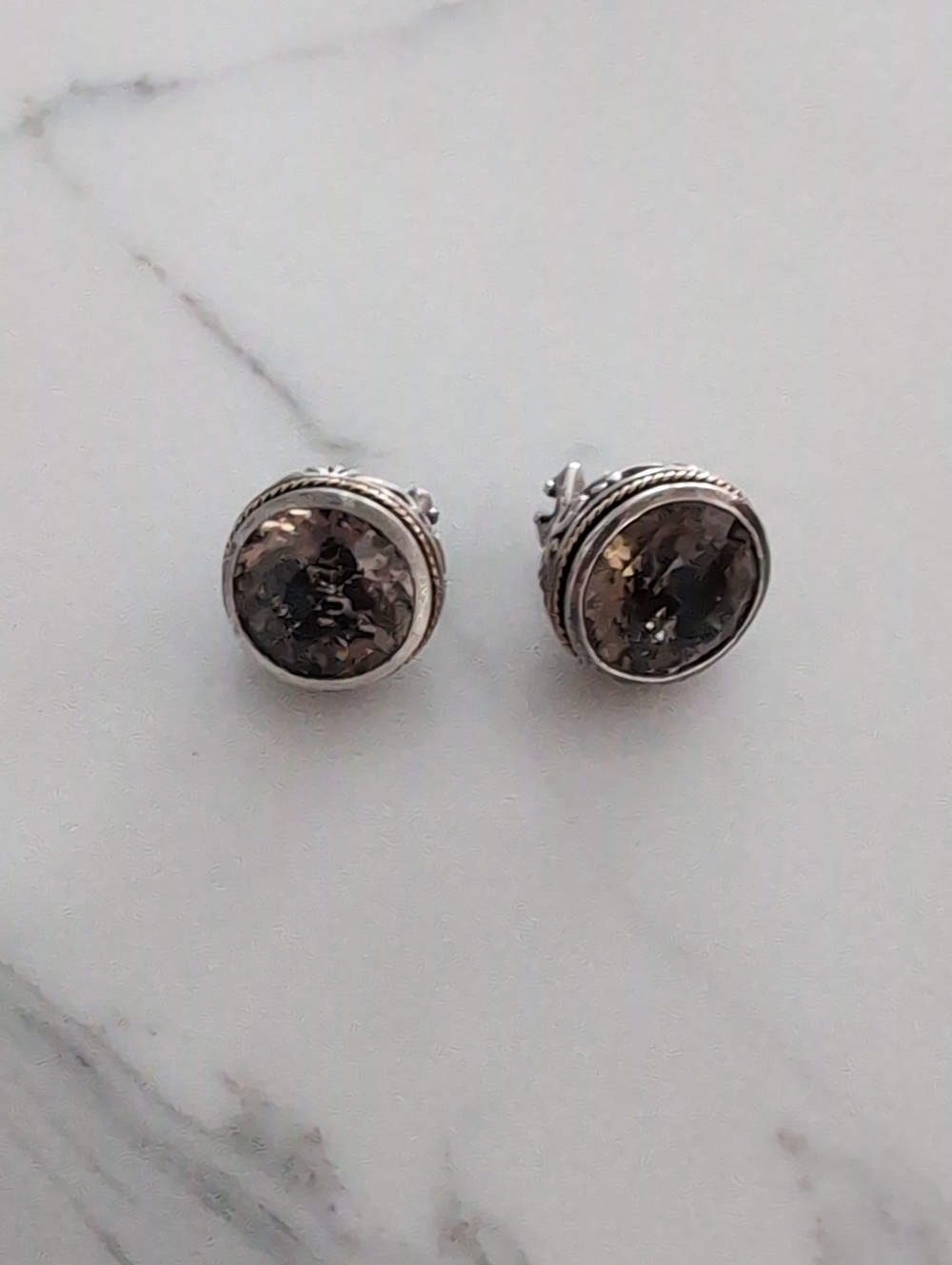Effy Sterling Silver Smoky Quartz Round Stud Earrings